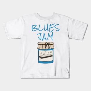 Blues Jam, Harmonica Harp Player Musician Kids T-Shirt